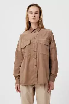 Джинсовая рубашка с карманами с клапанами Finn Flare, коричневый