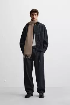 Джинсовая рубашка с карманами ZARA, темно-синий