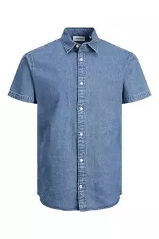 Джинсовая рубашка с короткими рукавами JACK & JONES, синий