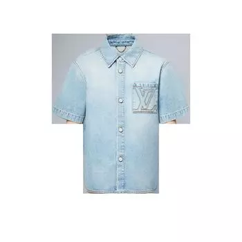 Джинсовая рубашка с короткими рукавами Louis Vuitton, синий