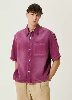 Джинсовая рубашка с короткими рукавами Solid Homme, розовый