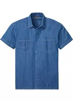 Джинсовая рубашка с короткими рукавами свободного кроя Rainbow, синий