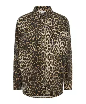 Джинсовая рубашка с леопардовым принтом Co'Couture, коричневый