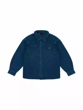 Джинсовая рубашка с логотипом EMPORIO ARMANI, тёмно-синий