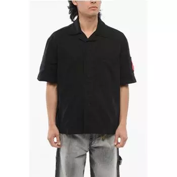 Джинсовая рубашка с множеством карманов и кнопками 44 Label Group, Black