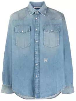Джинсовая рубашка с монограммой PALM ANGELS, синий