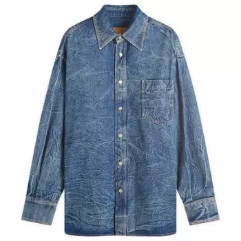 Джинсовая рубашка с мраморным эффектом Mm6 Maison Margiela, синий