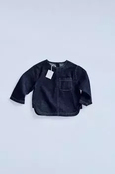 Джинсовая рубашка с отстрочкой сверху ZARA, цвет Dark indigo