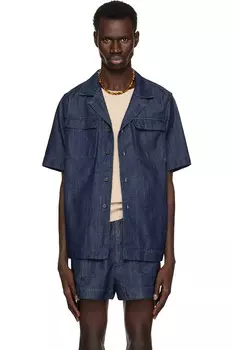Джинсовая рубашка с панелями Dries Van Noten, индиго