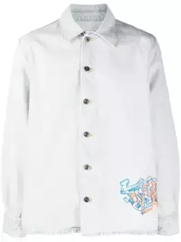 Джинсовая рубашка с принтом граффити OFF-WHITE, нейтральный