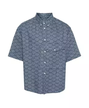 Джинсовая рубашка с принтом Seigaiha Kenzo, синий