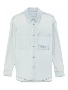 Джинсовая рубашка с принтом «Wildflower» Wooyoungmi, синий