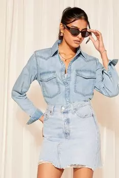 Джинсовая рубашка с пуговицами в стиле вестерн Friends Like These, синий