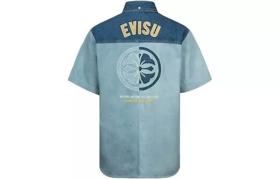 Джинсовая рубашка с вышитым логотипом Evisu, синий