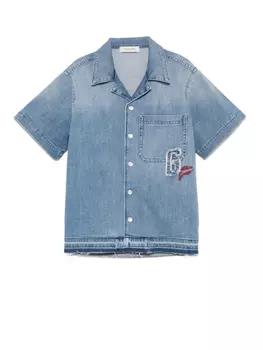 Джинсовая рубашка с вышитым логотипом Golden Goose Kids, синий