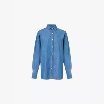 Джинсовая рубашка с вышитым логотипом Hommegirls, синий