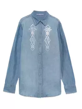 Джинсовая рубашка с вышивкой Ermanno Scervino, синий