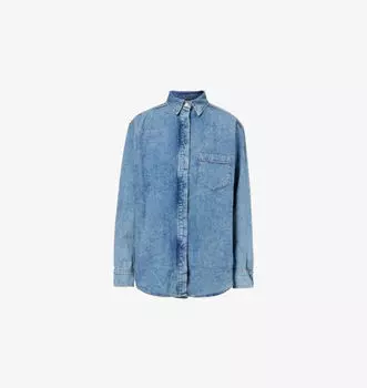 Джинсовая рубашка с закругленным подолом Good American, индиго