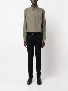 Джинсовая рубашка с заостренным воротником TOM FORD, зеленый