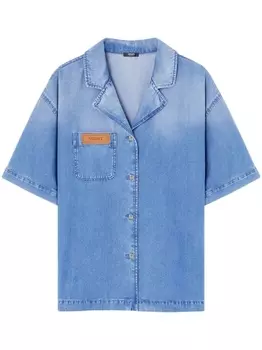 Джинсовая рубашка с заостренным воротником Versace, синий