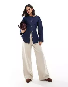 Джинсовая рубашка с завязками цвета индиго ASOS DESIGN