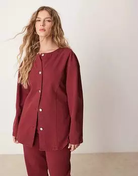 Джинсовая рубашка с завышенной талией в гранатовом цвете ASOS DESIGN