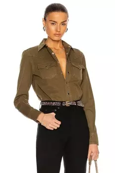 Джинсовая рубашка Saint Laurent, цвет Khaki Stone Wash