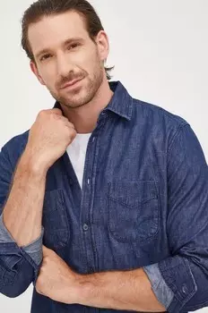 Джинсовая рубашка Sisley, темно-синий