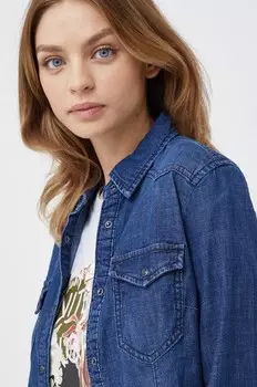 Джинсовая рубашка Sisley, темно-синий