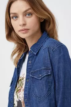 Джинсовая рубашка Sisley, темно-синий