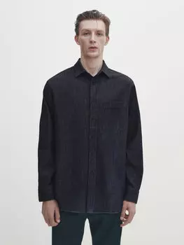 Джинсовая рубашка стандартного кроя с карманом Massimo Dutti, индиго