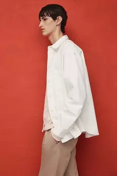 Джинсовая рубашка свободного кроя H&M, белый