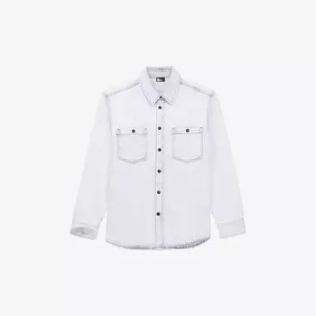 Джинсовая рубашка свободного кроя с контрастной строчкой The Kooples, белый
