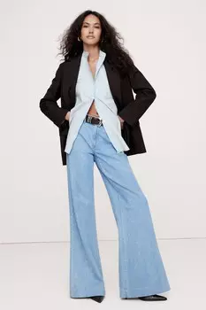 Джинсовая рубашка свободного кроя с воротником стойкой Banana Republic, синий