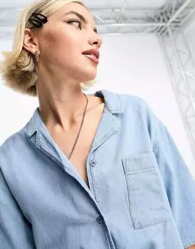 Джинсовая рубашка свободного кроя Wrangler светло-индиго