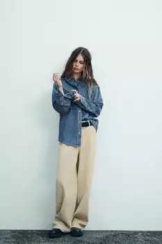 Джинсовая рубашка trf ZARA, синий