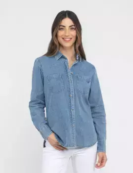 Джинсовая рубашка U.S. Polo Assn Long Sleeve Multi Tonal Chambray, синий
