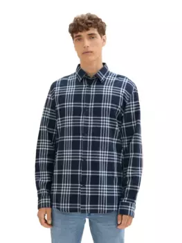 Джинсовая рубашка в клетку TOM TAILOR с клетчатым узором Tom Tailor Denim, синий