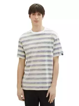 Джинсовая рубашка в полоску TOM TAILOR с круглым вырезом Tom Tailor Denim, цвет Black Multi Stripe