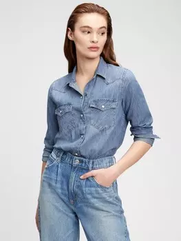 Джинсовая рубашка в стиле вестерн Gap, синий