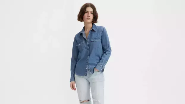 Джинсовая рубашка в стиле вестерн Levi's, цвет Mighty Fine - Medium Wash