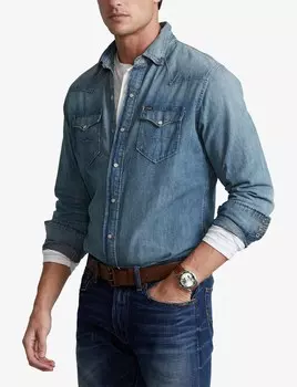 Джинсовая рубашка в стиле вестерн Ralph Lauren, синий