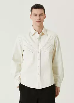 Джинсовая рубашка в стиле вестерн с вышитым логотипом Creations Kenzo, экрю