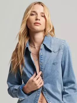 Джинсовая рубашка в стиле вестерн Superdry из органического хлопка, весенний винтаж