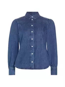 Джинсовая рубашка в викторианском стиле на пуговицах спереди Frame, цвет dark room