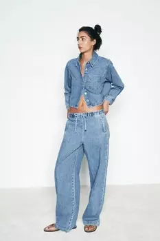 Джинсовая рубашка z1975 ZARA, средне-синий