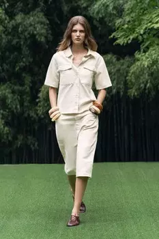 Джинсовая рубашка ZARA, экрю