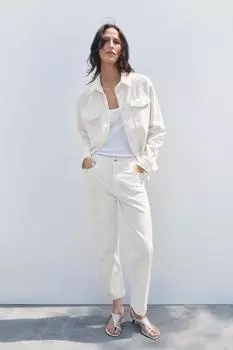 Джинсовая рубашка ZARA, экрю