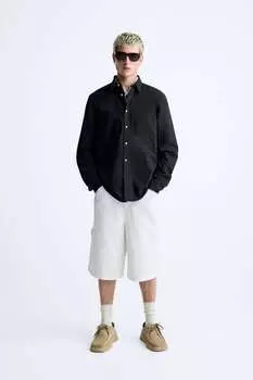 Джинсовая рубашка ZARA, черный