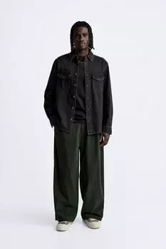 Джинсовая рубашка ZARA, черный